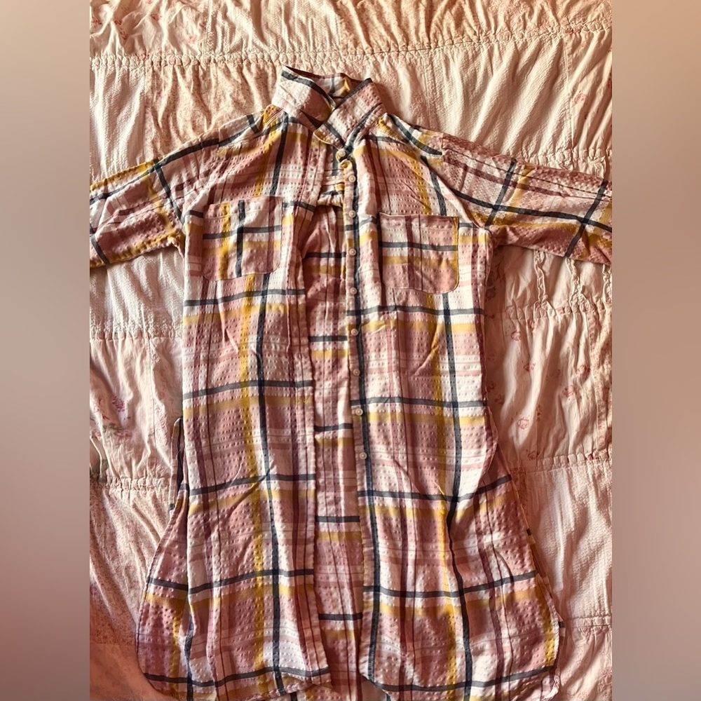 pink plaid shirt
